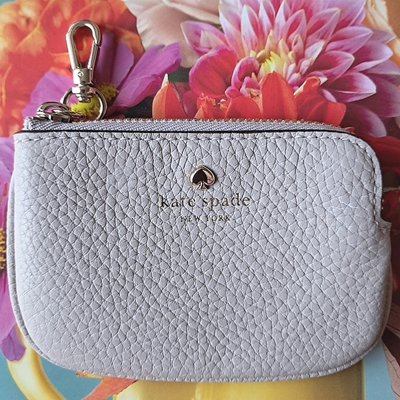 Kate Spade Leather Pouch With Clasp Cozy Grey New Without Tag - Picture 6 of 6